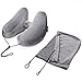Beteammer Cojín Inflable del Cuello de Viaje, Almohada de Avión con Funda de Terciopelo Suave, Almohada de Cuello Inflable con Encapuchado, para Dormir Coche Tren Autobús y Uso Doméstico