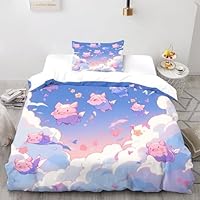OBABO Cartoon Flying Pig 3D dekbedovertrekset, beddengoed met schattig