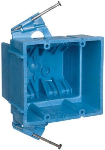 Carlon B232A-UPC Outlet Box, 2 -Gang, PVC, Blue, Captive Nail Mounting