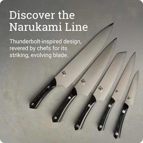 Shun Narukami 10" Chef’s Knife, Handcrafted Japanese Kitchen Knife for Professional and Home Chefs, Blue II Carbon Steel Core and San Mai Stainless Steel Cladding, Micarta Handle - Thumbnail 5