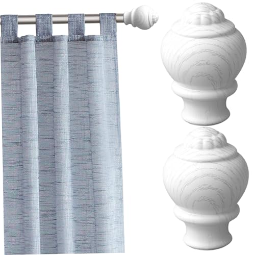 Lejelyma Adjustable Weiße Holzmaserung Gardinenstangen Endstücke 2er-Set