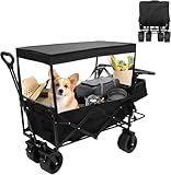 MCSWSEE Carrito Plegable Portátil y Carriola para Exteriores hasta 70 Kg, Ruedas 360° Todo Terreno con Freno, Incluye...