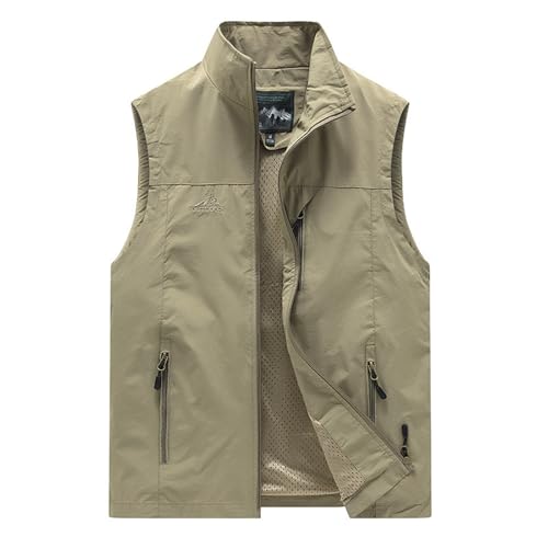 Gilet léger kaki pour homme à col montant et sans manches taille M