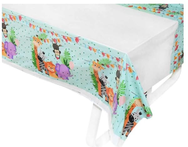 Partymane Jungle Theme Table Covers/Happy Birthday Party Decoration/Jungle/Table Covers for Dining/Table Cover acralyic for Kids Birthday 1 pcs