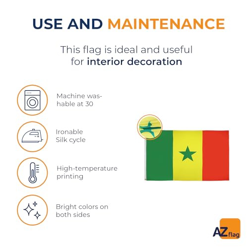Image of AZ FLAG - Senegal Flag - 3x5 Ft - Light Polyester Senegalese Banner with Two Brass Eyelets - Fade Resistant - Vivid Colors - 3' x 5' Feet - 150x90 Cm