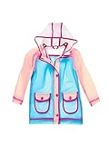 mit Kapuze & Druckknöpfen Pocopiano Mädchen Regenjacke Regenmantel Wetter Jacke transparent, Farbe: Modell A, Größe: 74/80