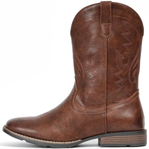 Image of IUV Cowboy Boots For Men with Wide Square Toe Western Retro Boot