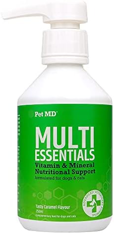 Pet MD Multi Essentials Complete Multivitamin for Dogs & Cats - Vitamin B for Dogs - Cat Vitamins - Dog Multivitamin - Dog Calcium Supplement - Vitamins for Senior Dogs & Puppies - 250 mL