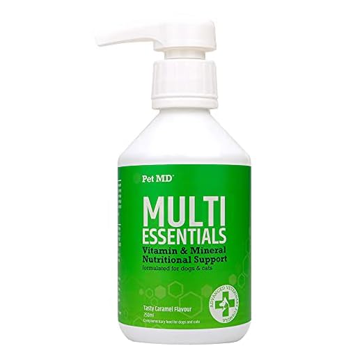 Pet MD Multi Essentials Komplett multivitamin för hundar och katter - Vitamin B för hundar - Kattvitaminer - Hund multivitamin - Kalciumtillskott - Vitaminer för äldre hundar och valpar - 250 ml