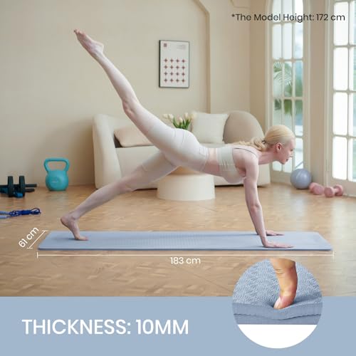 Good Nite Yoga Mat Thick 10 mm Exercise Mat TPE Yoga Mats For Women & Men Non-Slip Pilates Fitness Workout Gym Mats For Home Gyms Outdoor - Image 3
