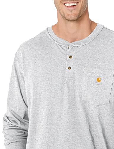Carhartt Men's Loose Fit Heavyweight Long-Sleeve Pocket Henley T-Shirt, Heather Gray, Xx-Large #TOP3