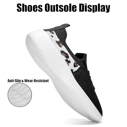 Women's Slip-On Shoes with Leopard Cheetah Print Casual Sneakers Crafted by Flying-Woven Tatting Breathable Mesh Fashionable Shoes for Ladies with Anti-Slip and Wear-Resistant Soft Outsole4
