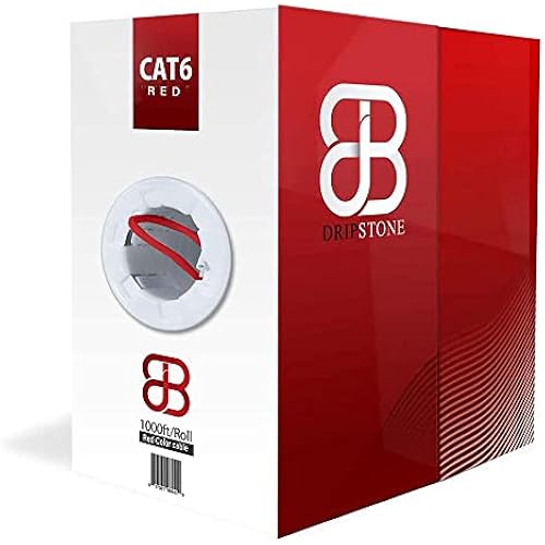 DRIPSTONE CAT6 1000ft Bulk Ethernet Cable 23AWG Solid CCA UTP 0.57mm Red