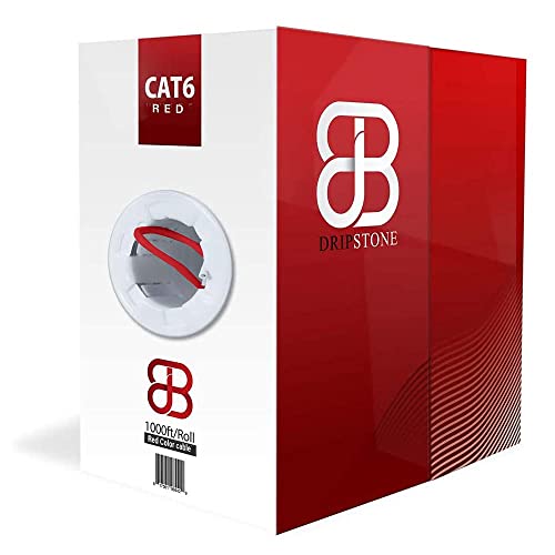 Image of DRIPSTONE CAT6 1000ft Bulk Ethernet Cable 23AWG Solid CCA UTP 0.57mm Red