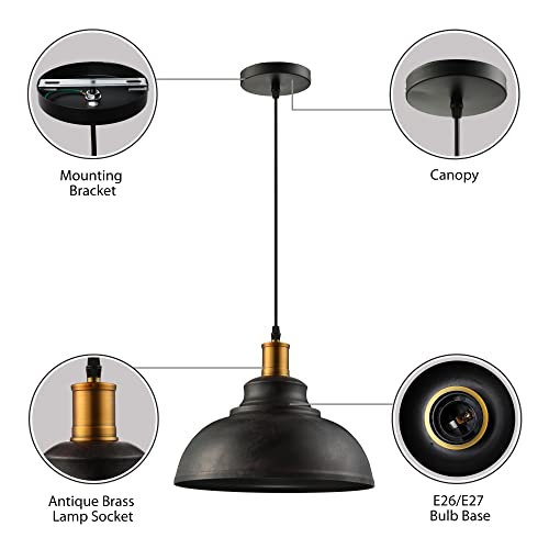Baycheer Industrial Retro Style Iron 11.8"Wide Antique Rust Loft Metal Fixture Pendant Lights Lamps With 1 Light #TOP2