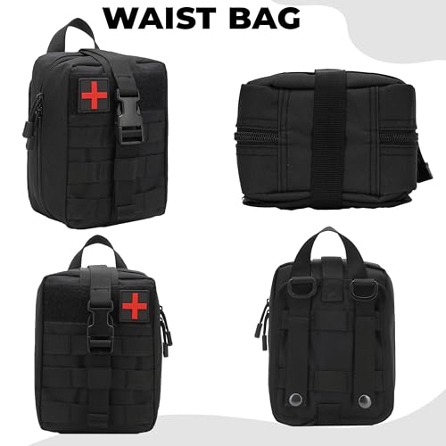 Image of Kraptick Medical Molle Pouch | Tactical First Aid Kit Bag | Military Emergency Medical Pouch | Waterproof & Durable Trauma Kit | Compact Molle Medic Bag for Outdoor, Camping & Survival (Black)