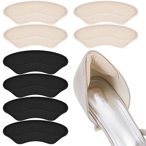 tiopeia 4 Paires Coussinets de Talon, Coussinet Talon Protege Talon Chaussure, Auto-Adhésif Inserts de Talons Protège Talon pour Empêche Frottements et Ampoules (Beige, Noir) Cover