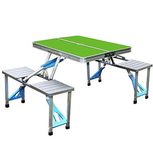 Eyhlkm Folding Table-Artist Hand Aluminum Folding Picnic Table With 4 Seats Portable Camping Table With Bench Outdoor Suitcase (Color : Black) #TOP30