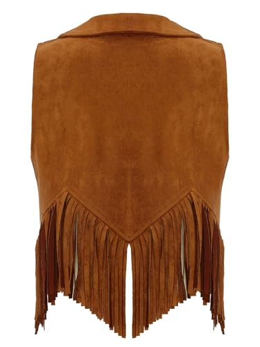 Kids Boys Western Cowboys Tassel Waistcoat Open Front Fringed Vest Sleeveless Suede Jacket for Halloween Carnival2