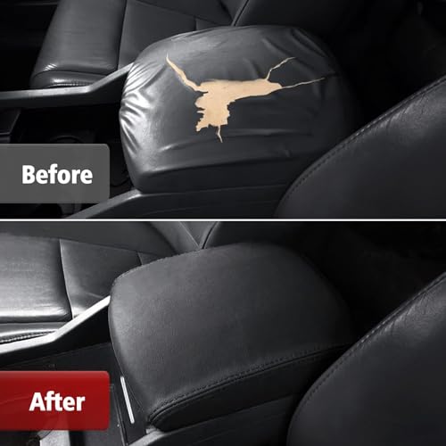 KBH Center Console Armrest Cover Replacement for Honda Pilot 2009-2015, Vinyl Leather, Arm Rest Lid Upholstery, Anti-Scratch, Black (Leather Part Only)