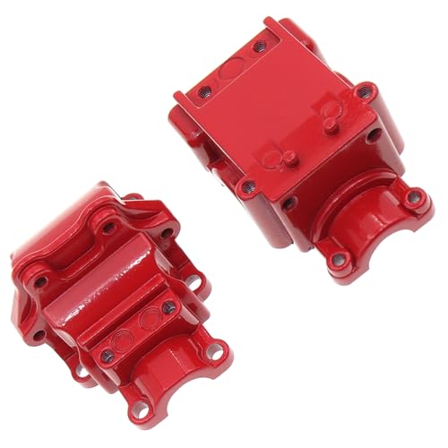 Image of 2PCS Metal Front and Rear Differential Gearboxes Housing Cover Compatible with WLtoys 1 /14 144010 144001 144002 1 /12 124016 124017 124018 124019 RC Car Upgrades Parts (Red)