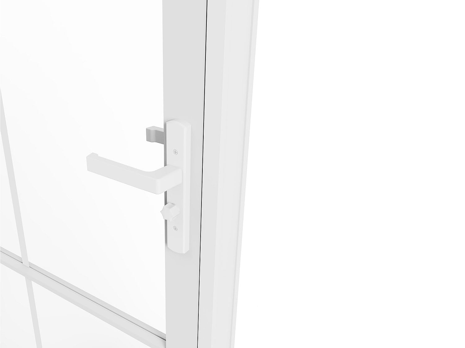 Vente-unique SEROTO - Bloque de puerta reversible de aluminio y vidrio templado - 204 x 73 cm - Blanco