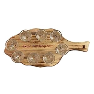 SNEG-DE Schnapsglasträger mit individueller Gravur inkl. Schnapsgläser | individuelle Textgravur | Geschenk | Abschied…