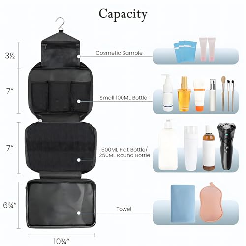 Fuzvol Compact And Foldable Travel Wash Bag,Waterproof Hanging Toiletry Organiser With 4 Spacious Compartments,Ideal For Men & Women, Durable And Lightweight Fabric For Convenient Travel Use (Orange) - 6