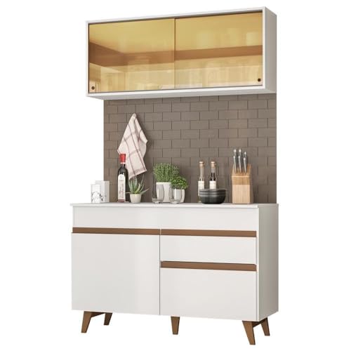 Cozinha Compacta Madesa Reims 120001 com Armário e Balcão - Branco