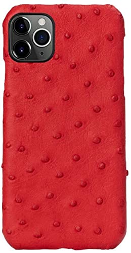 Étui iPhone 11 Pro Max en cuir d'autruche rouge, le cadeau idéal