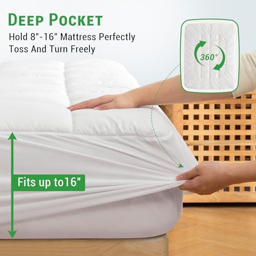 Protector de colchón impermeable King transpirable con bolsillo elástico 5