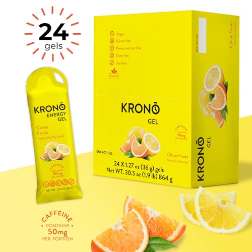 Image of Krono Nutrition Energy Gel - Sports Nutrition - Made with Natural Ingredients - 24 Count (Citrus Fruits)