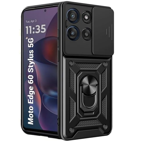 Image of AIBEX Back Cover for Motorola Edge 60 Stlyus 5G | D10 Tough Armor Case | Sliding Camera Shield | 360 Protection | Kickstand Ring Holder | Military-Grade Shockproof Bumper Case