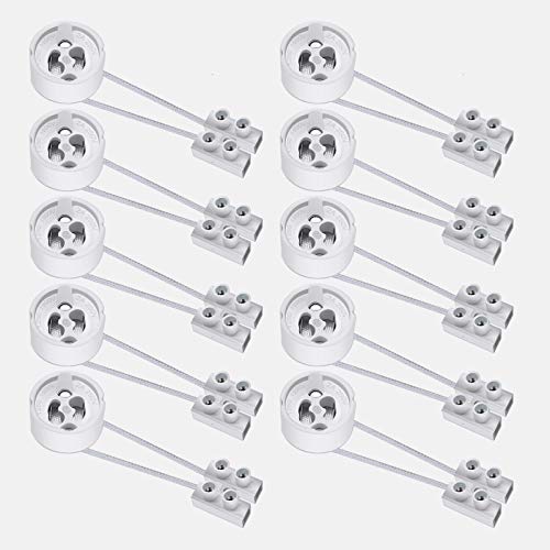 EXTRASTAR Portalampada GU10, Filo 0,75 mm² 15CM/150MM, Connettore Base in Ceramica per Lampadina, 0-250V, 2A, 10 Confezioni