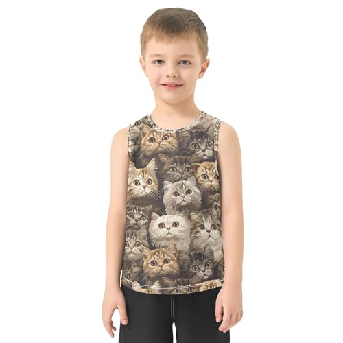 Children Tank Top Quick-Dry Toddler Sleeveless Crewneck T-Shirts Lightweight Loose Comfy Clothes 3-15T2