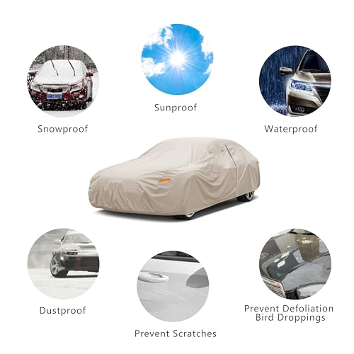 JURMON Heavy Duty Outdoor Car Cover Custom Fit for Mazda MX-5,Windproof All Weather Waterproof Sun Rain UV Dust Snow Protection Outdoor Car Covers - Image 4