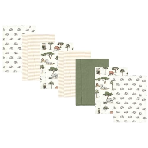 Image of Luvable Friends Hudson Baby Flannel Burp Cloths 7pk, Jungle Safari