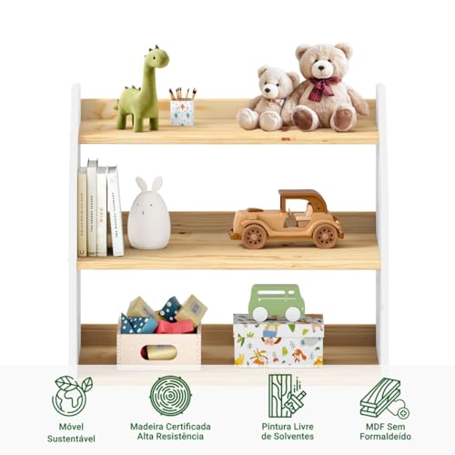IDIMEX Estante Multiuso Infantil Organizadora Montessori Yasmin Natural Branco