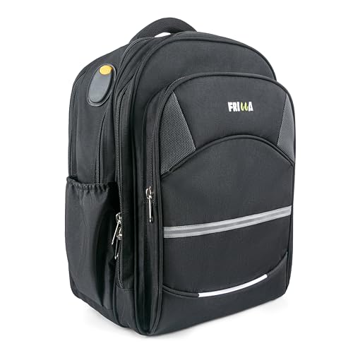 Image of FRILLA Professional Tool Backpack, 50 Pockets, Heavy-Duty Storage with Laptop Compartment, 33 x 24 x 48 cm, Black