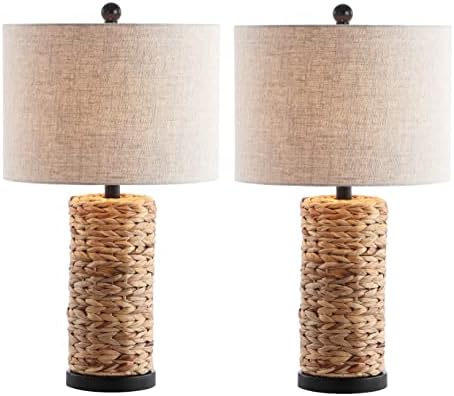 JONATHAN Y JYL6502A-SET2 Set of 2 Table Lamps Elicia 25" Sea Grass LED Table Lamp Coastal for Bedroom, Living Room, Office, College Dorm, Coffee Table, Bookcase, Natural