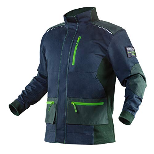 NEO TOOLS Veste de travail premium 62% coton, 35% polyester, 3% élasthanne 2570 g/m² Taille XS à 3XL avec coudes et épaules en Cordura Col haut et