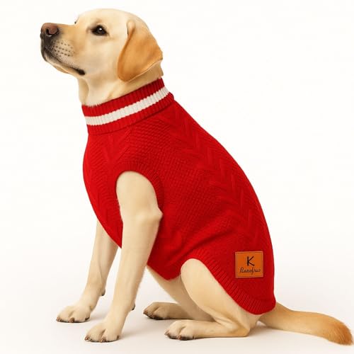 Image of Dog Sweater for Large Dogs (Dark Red, 24-Inch) - Soft, Stretchable Knit Dog Winter Clothes to Keep Labrador, Boxer & Indie Warm, Cozy and Stylish