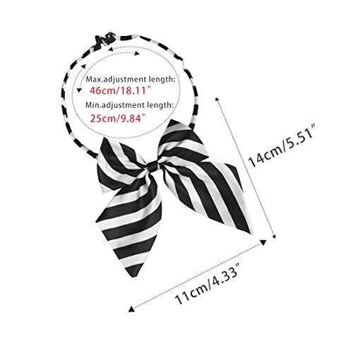 Allegra K Women's Striped Pre-Tied Uniform Adjustable Bowknot Bow Tie For Cosplay Costume One Size Black White #TOP2