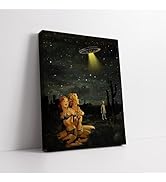 Poster Master Alien Canvas - Retro Pin-Up Girl Print - Trippy Spaceship Collage Art - Cosmic Wall...
