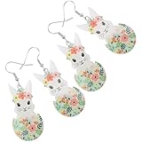 Boucles d'oreilles amusantes : ces boucles d'oreilles pendantes en forme de lapin sont des cadeaux parfaits pour vos amis ou vos enfants à pâques, et ils les adoreront