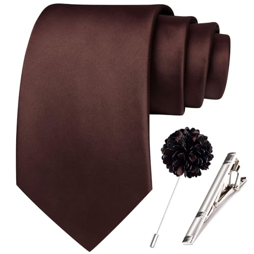 Image of Hi-Tie Men's Extra Long Solid Satin Tie Set 63 Inch /70 Inch Formal Necktie