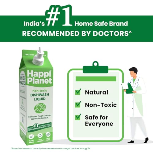 Image of Happi Planet Dishwash Liquid & Kitchen Cleaner Combo | Complete Kitchen Cleaning Solution | Natural, Non-Toxic, Eco-Friendly | Powerful Grease Removal for Dishes & Surfaces (Stoves, Chimneys etc.)