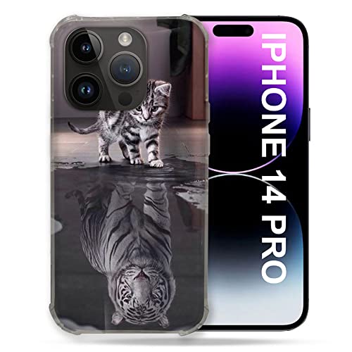 Cover Per Iphone 14 Pro (6.1) Animal Cat Reflet