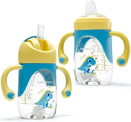 hahaland Sippy Cup for 6+ Month Old - 2 in 1 Spout &amp; Straw Sippy Cups for Toddlers 1-3 No Spill T...