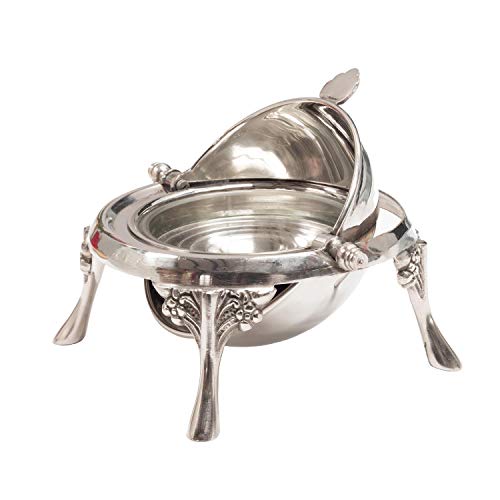 Stainless Steel Roll Top Caviar Server - 6  Rotating butter dish